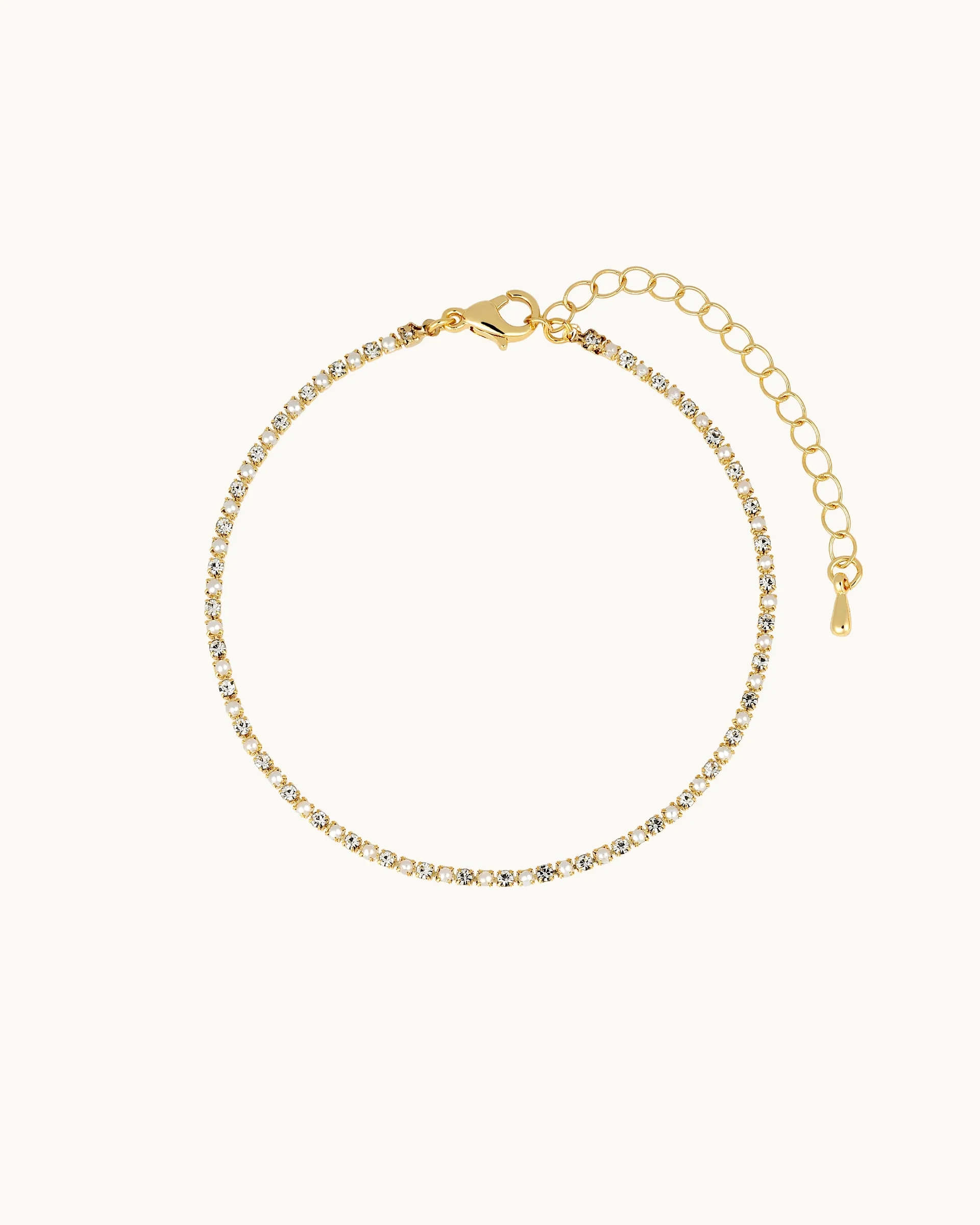 Dionne Pearl & CZ Tennis Bracelet in Gold